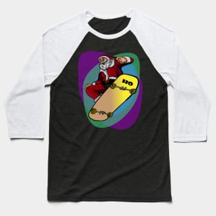 Santa on Skateboard Funny Santa colorful Baseball T-Shirt